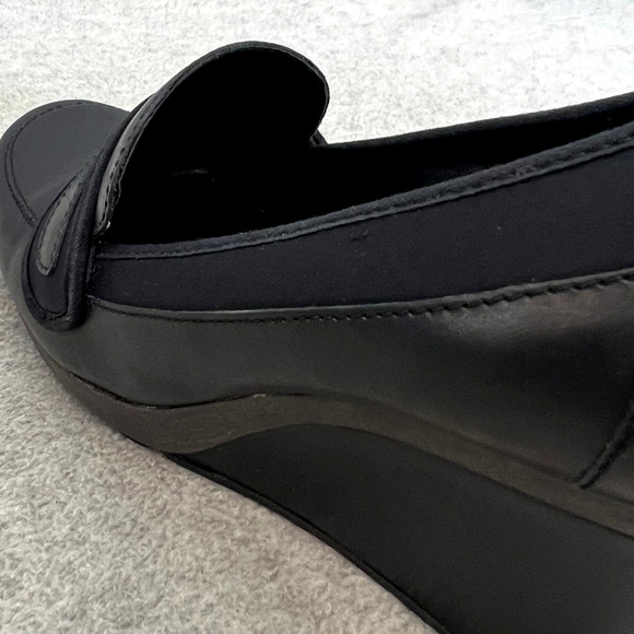 Kenneth Cole Bird Cede Leather Wedge Heel Loafer-Preppy-Y2K - Black- Women 9 - Picture 10 of 12